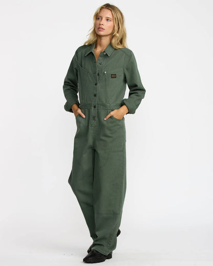RVCA NWT Dayshift L/S Boiler Suit in Fir Green - Medium