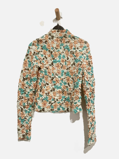 Anthropologie Dolan Left Coast Printed Pebble-Smocked Turtleneck Top - Large
