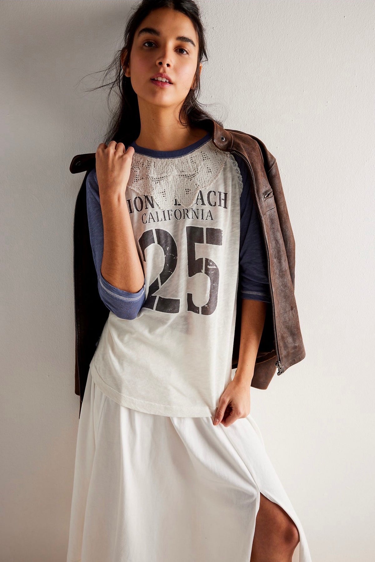 Free People Champ Crochet Baseball Tee - Small