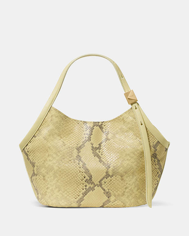 Kate Spade Deco Snake Embossed Small Tulip Tote Bag in Pale Citron