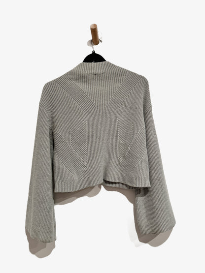Anthropologie Maeve Katey Mock-Neck Bell-Sleeve Sweater in Grey - XS