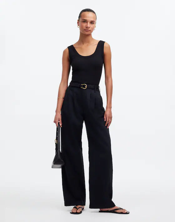 Madewell The Harlow Wide-Leg Pant in True Black - 8