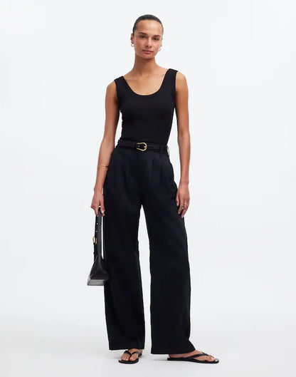 Madewell The Harlow Wide-Leg Pant in True Black - 8