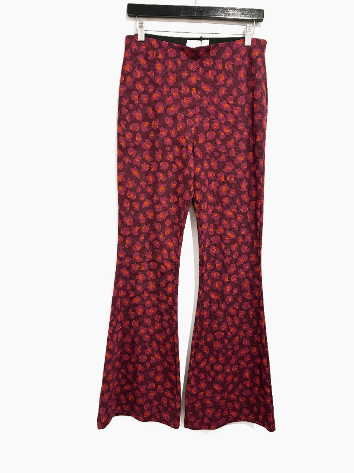 Anthropologie Maroon Jacquard Knit Flare Pants - Small