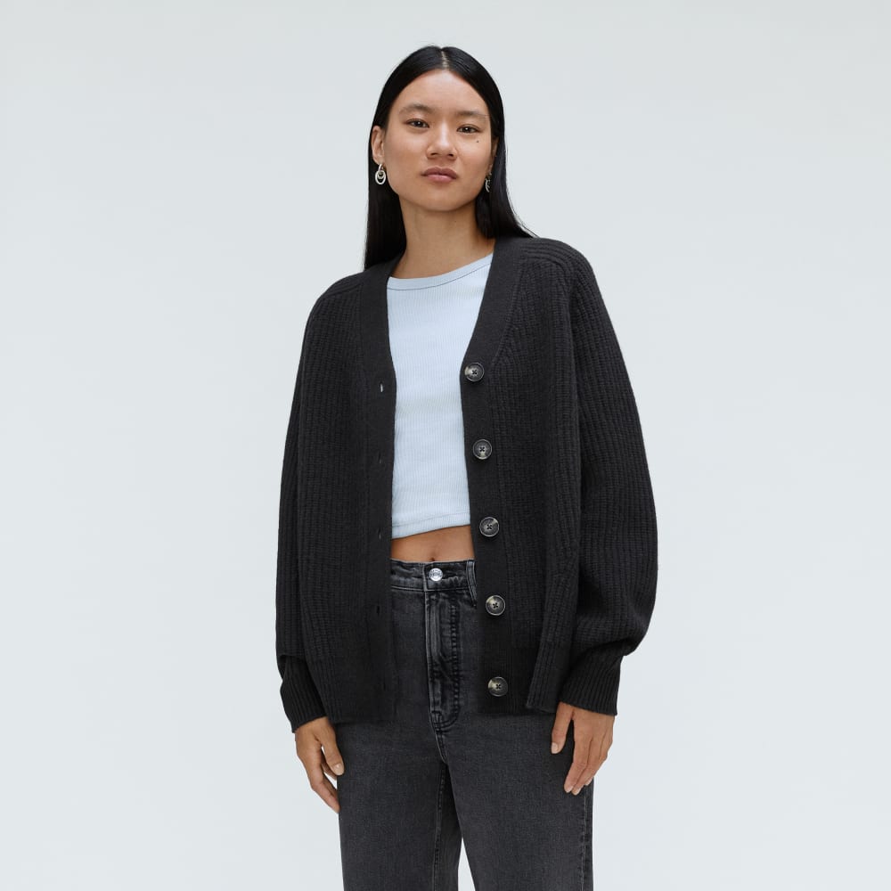 Everlane The Felted Merino Cardigan in Black - Small