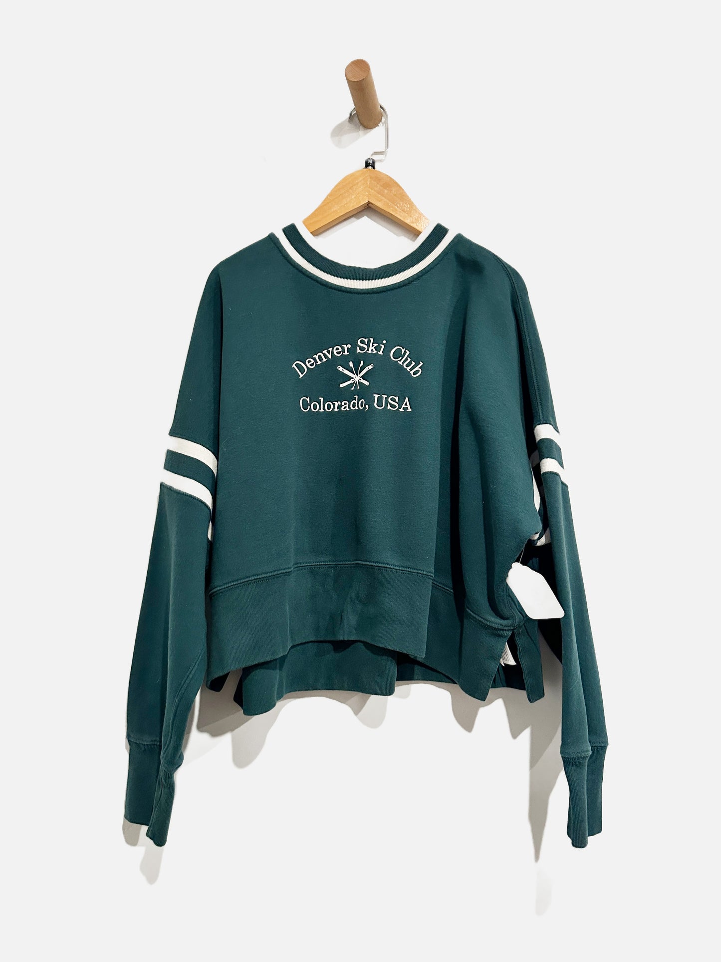 Abercrombie And Fitch Green Ski Club Crop Sweatshirt - Medium