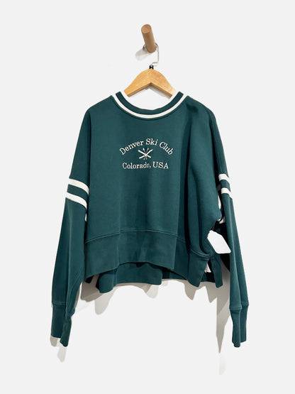 Abercrombie And Fitch Green Ski Club Crop Sweatshirt - Medium
