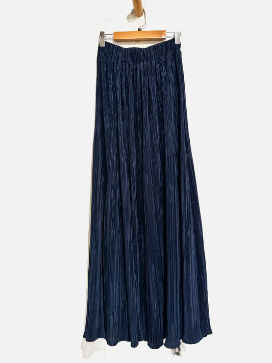 Pinky Yotto Navy Pleated Midi Skirt