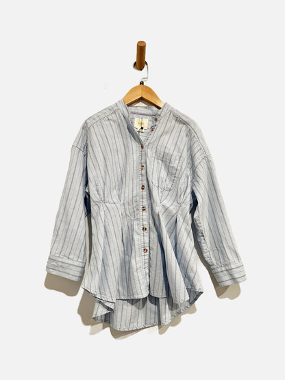 Anthropologie Maeve Blue Striped Button Down - 0