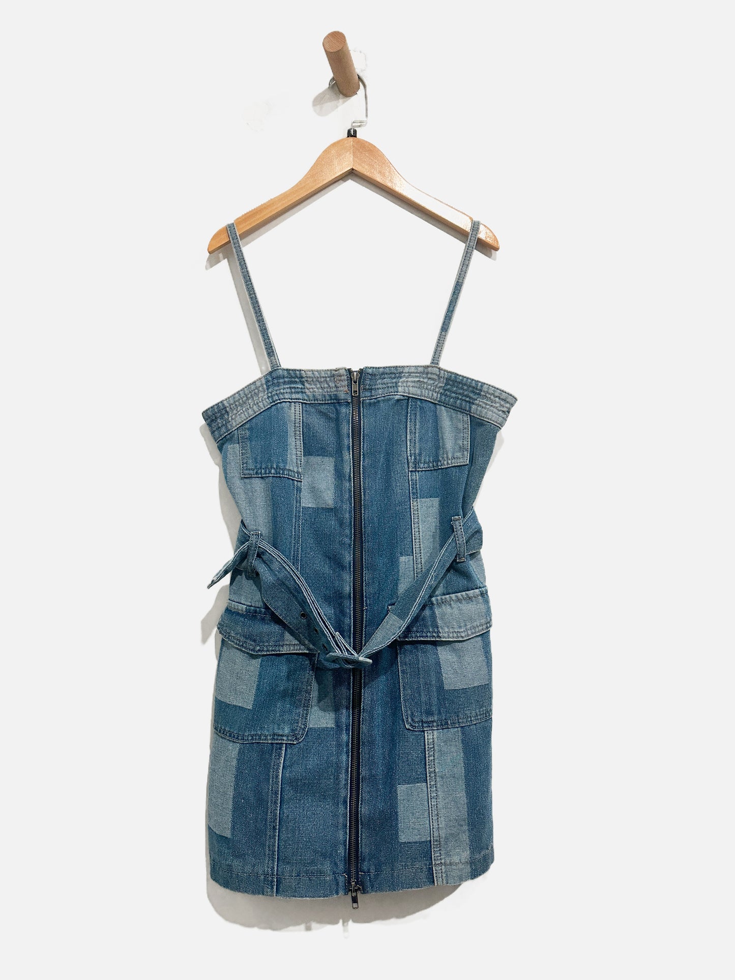 Windsor Patchwork It Belted Denim Mini Dress - Small