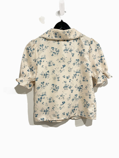 Rihoas Lace Spliced Pleated Floral Shirt - XS