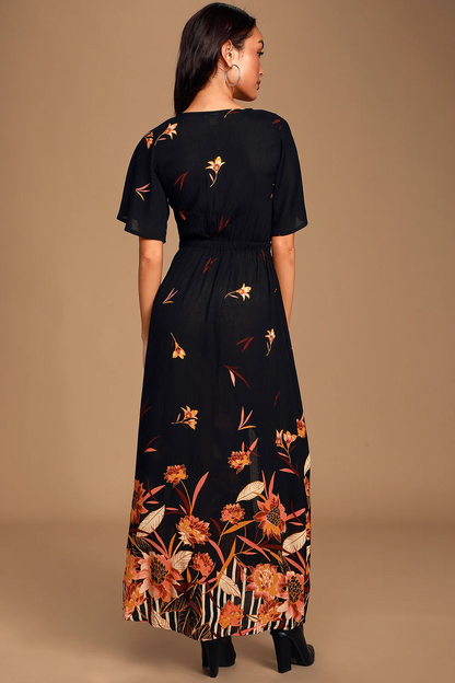 Billabong Black Floral Midi Dress - Medium