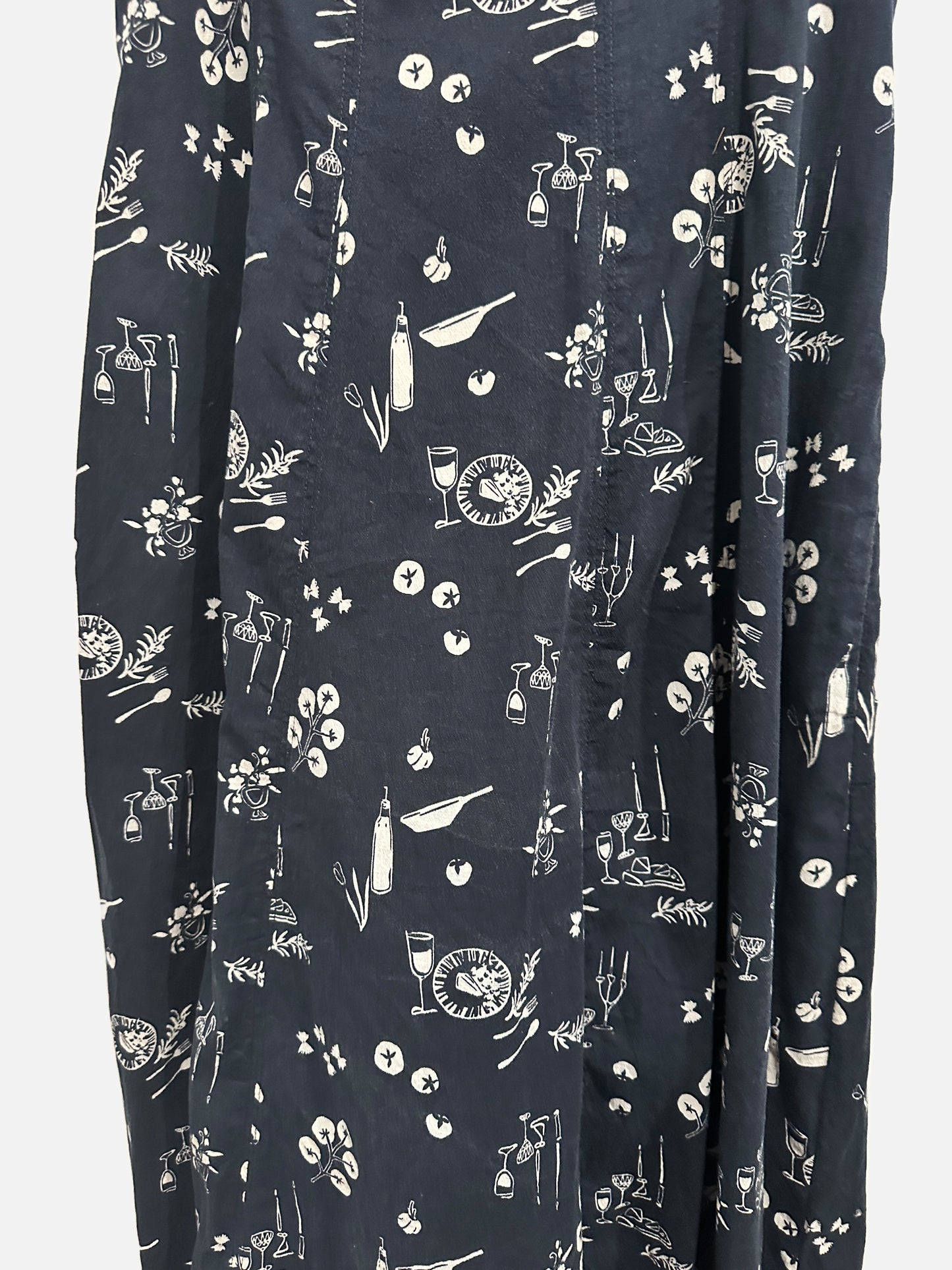 Abercrombie & Fitch Navy Print Midi Dress - Large