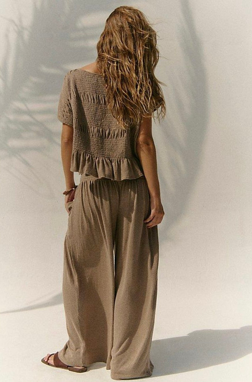 Free People Free-est Peplum Top in Dusted Cocoa - Medium
