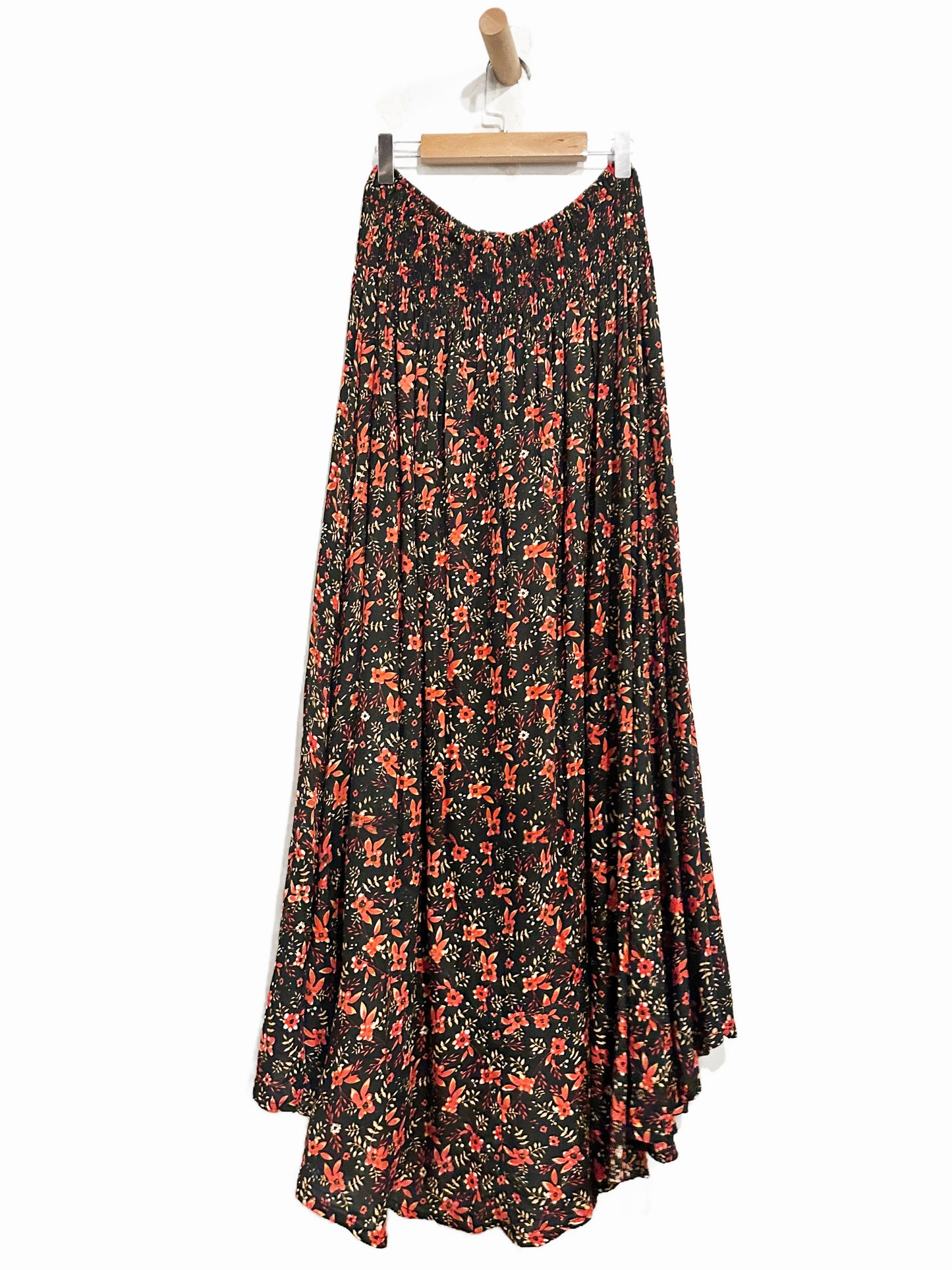 Tiare Hawaii Dakota Black & Red Floral Maxi Skirt - OS