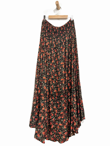 Tiare Hawaii Dakota Black & Red Floral Maxi Skirt - OS