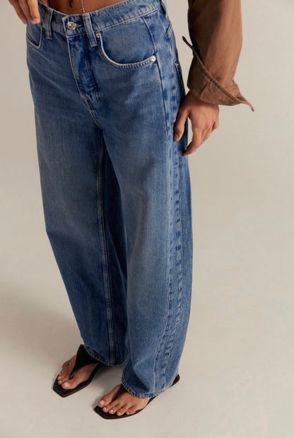 Free People Truro Baggy Puddle Jeans in Water Stoned Blue - 26