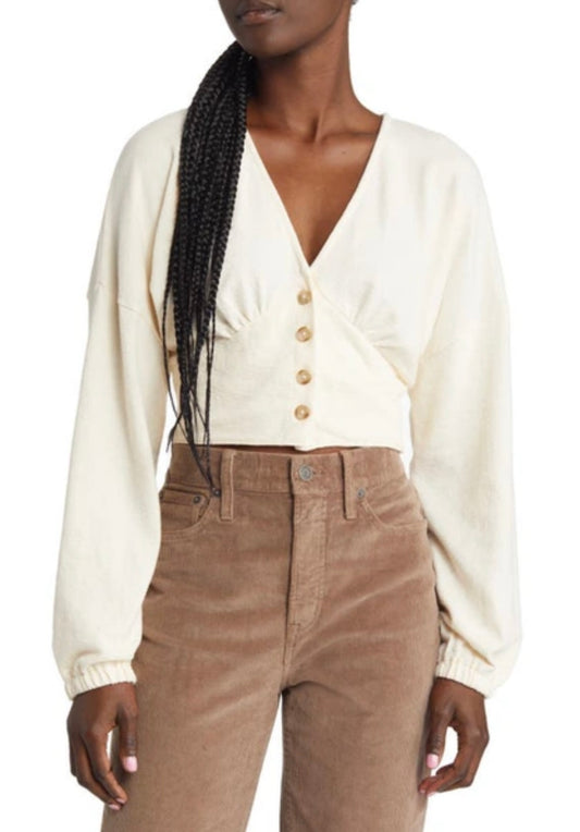 Madewell Cream Button Front Top - Small
