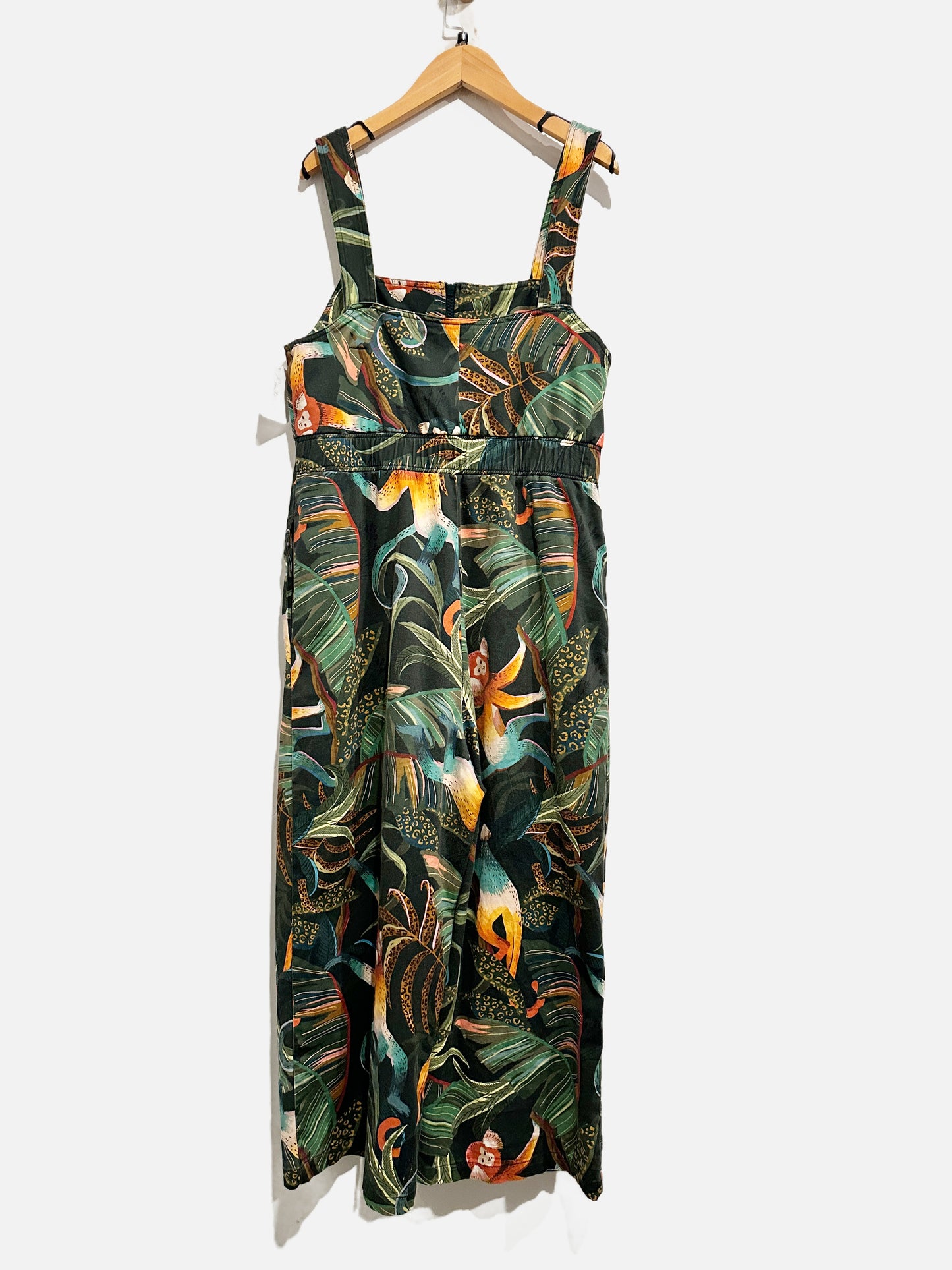 Farm Rio Monkeys Cropped Jumpsuit in Dark Green