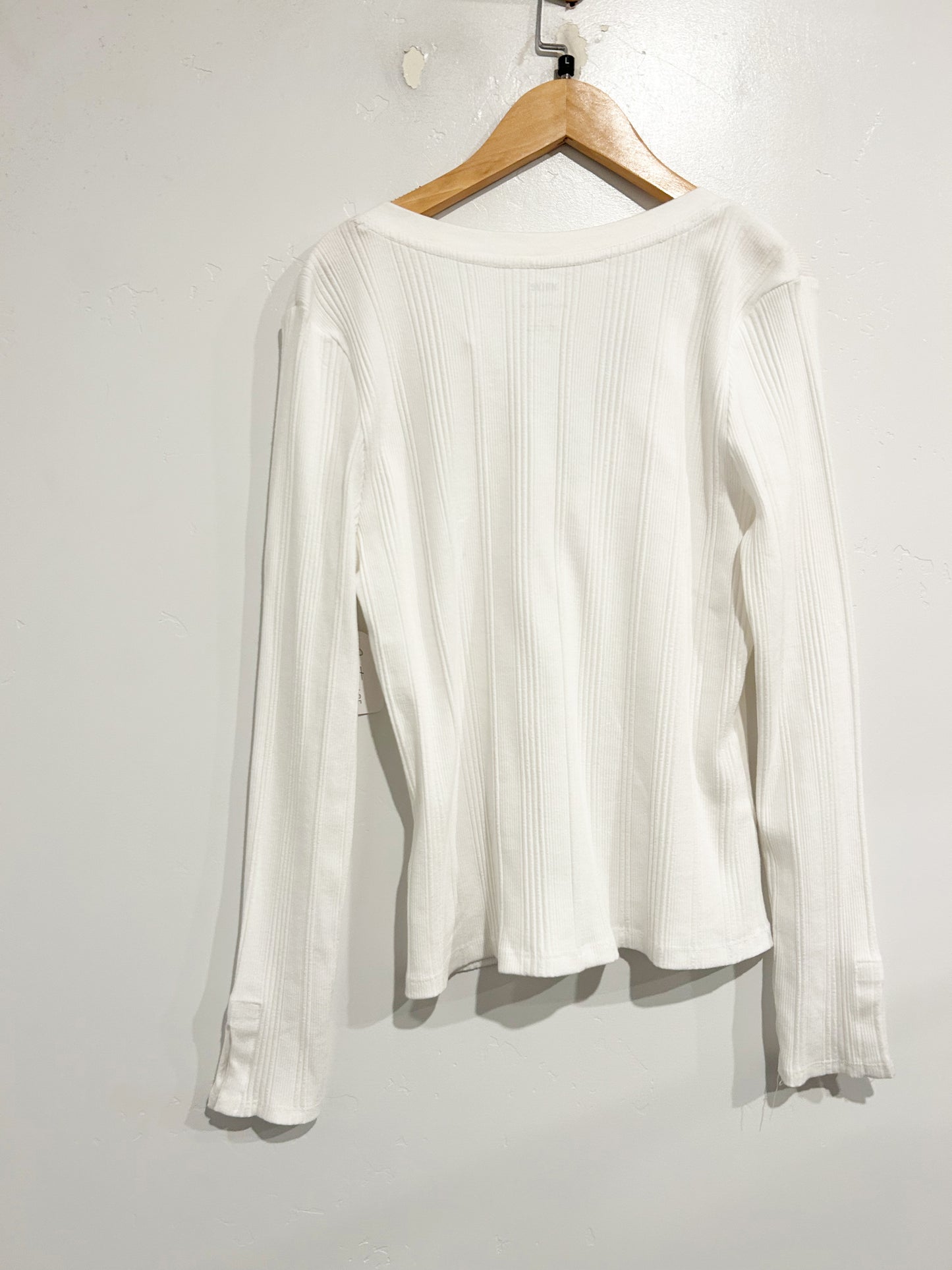 Anthropologie White Ribbed LS - Large