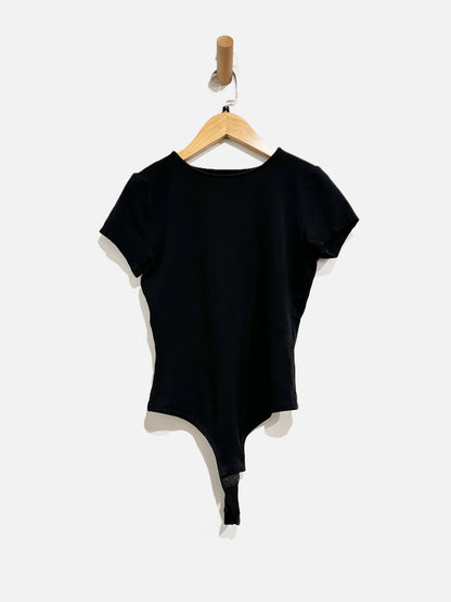 Madewell Crewneck Thong Bodysuit in True Black - Small