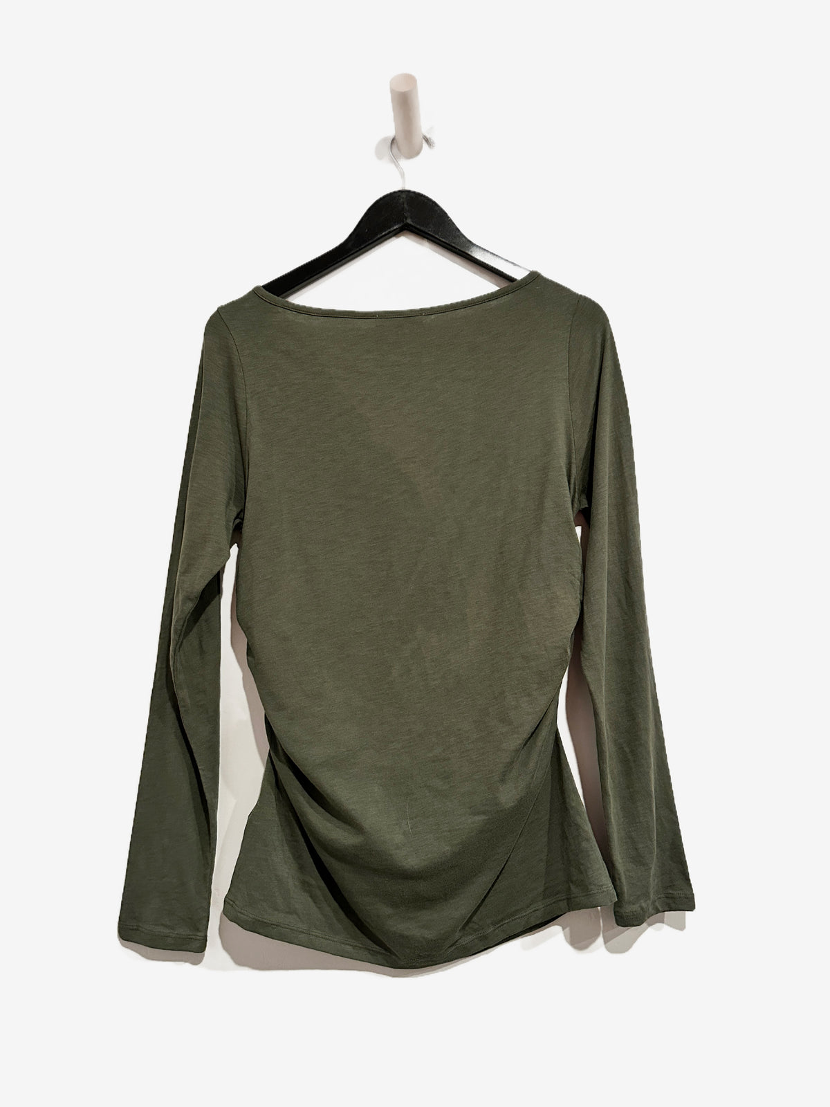 NWT Madewell Ruched Crewneck Long-Sleeve Tee in Smoky Laurel - Medium
