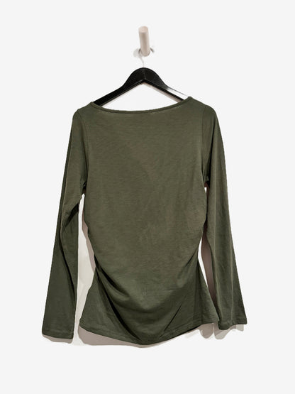 NWT Madewell Ruched Crewneck Long-Sleeve Tee in Smoky Laurel - Medium