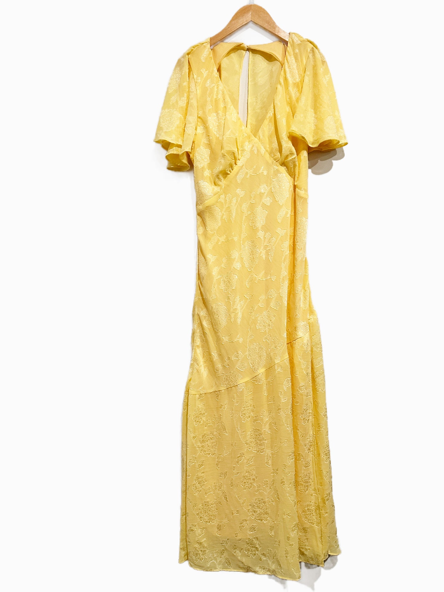 ASTR Yellow Floral Flutter Sleeve Midi Dress - XL