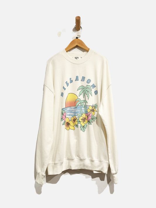 Billabong White Graphic Crewneck - Small