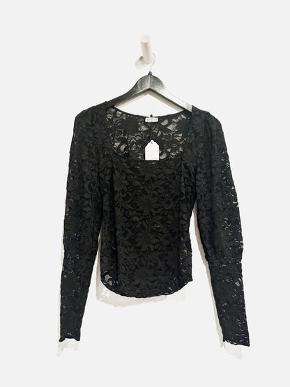 Free People Black Lace Top - Small