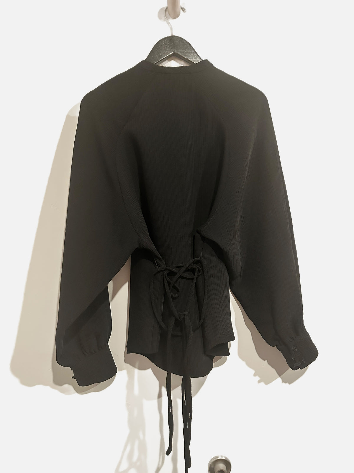Zara Black Tie Long Sleeve Blouse - Large