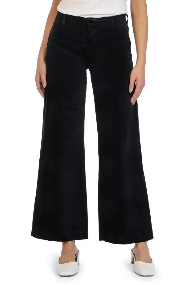 Kut NWT Meg High-Rise Velvet Wide Leg Pants in Black - 00