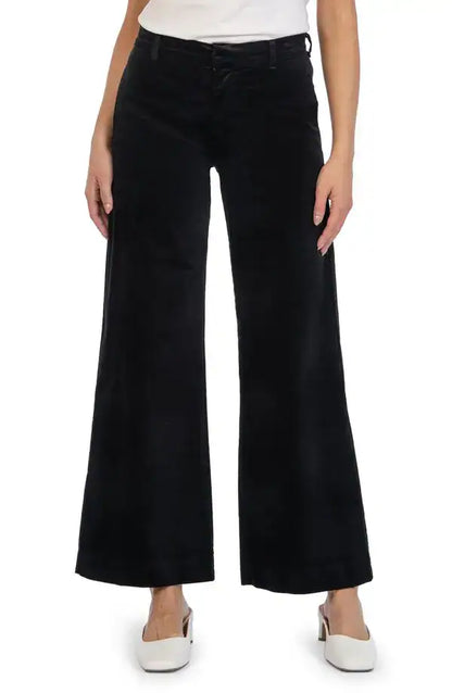Kut NWT Meg High-Rise Velvet Wide Leg Pants in Black - 00