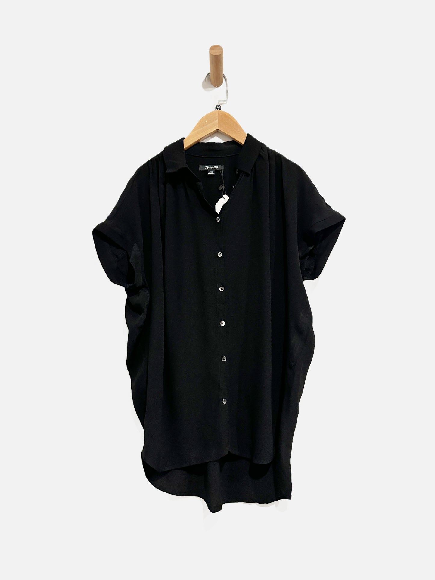Madewell Black Drapey Button Down SS - XXS