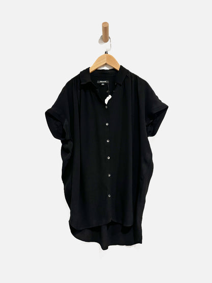 Madewell Black Drapey Button Down SS - XXS