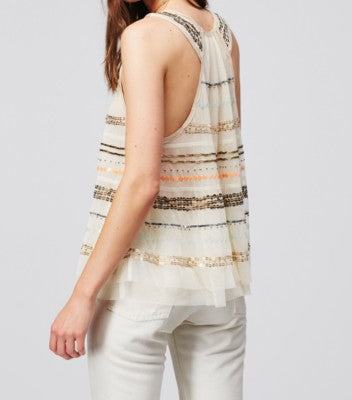 Free People Mercury Mesh Beaded Tank - Medium