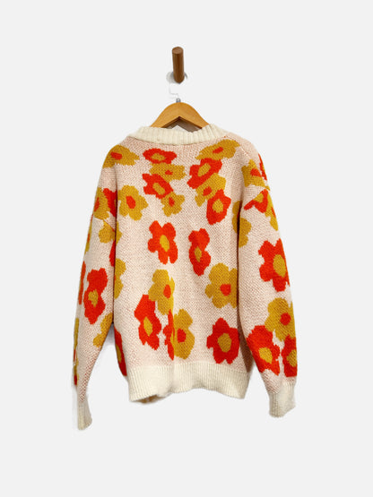 Miss Sparkling Orange & Yellow Floral Cardigan - Medium