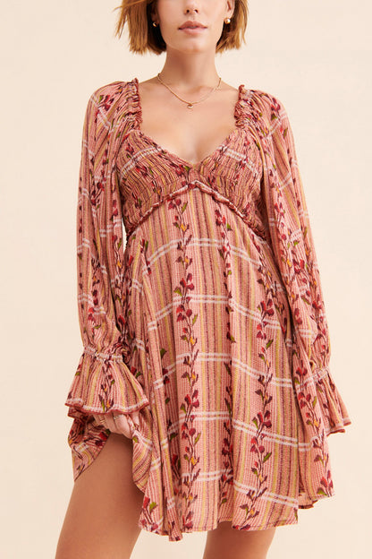Free People Jackie Mini Dress in Rust Combo - Large