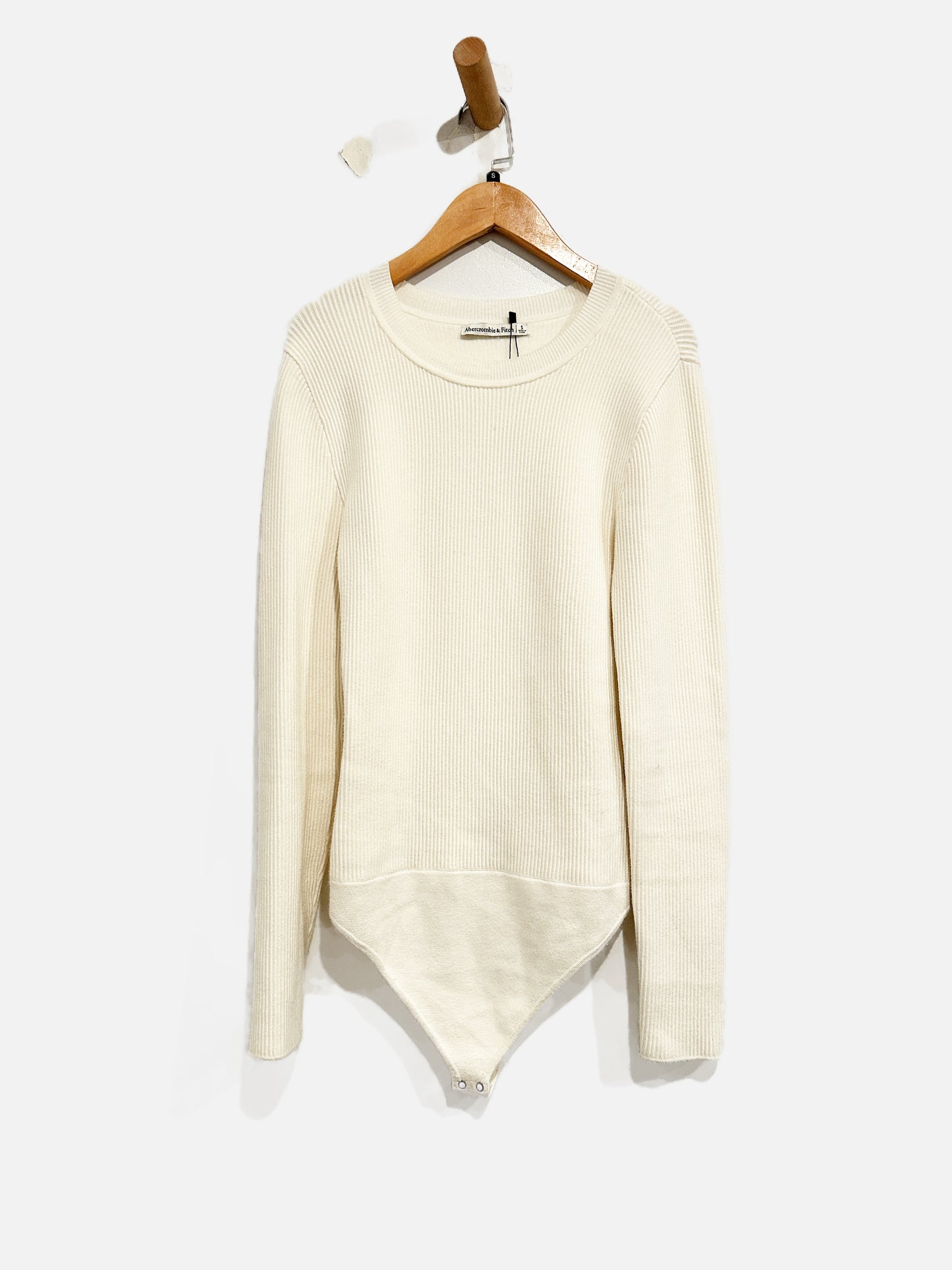 Abercrombie & Fitch White Ribbed Bodysuit - Small