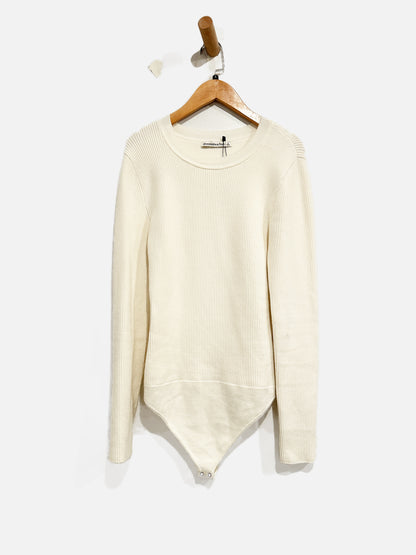 Abercrombie & Fitch White Ribbed Bodysuit - Small