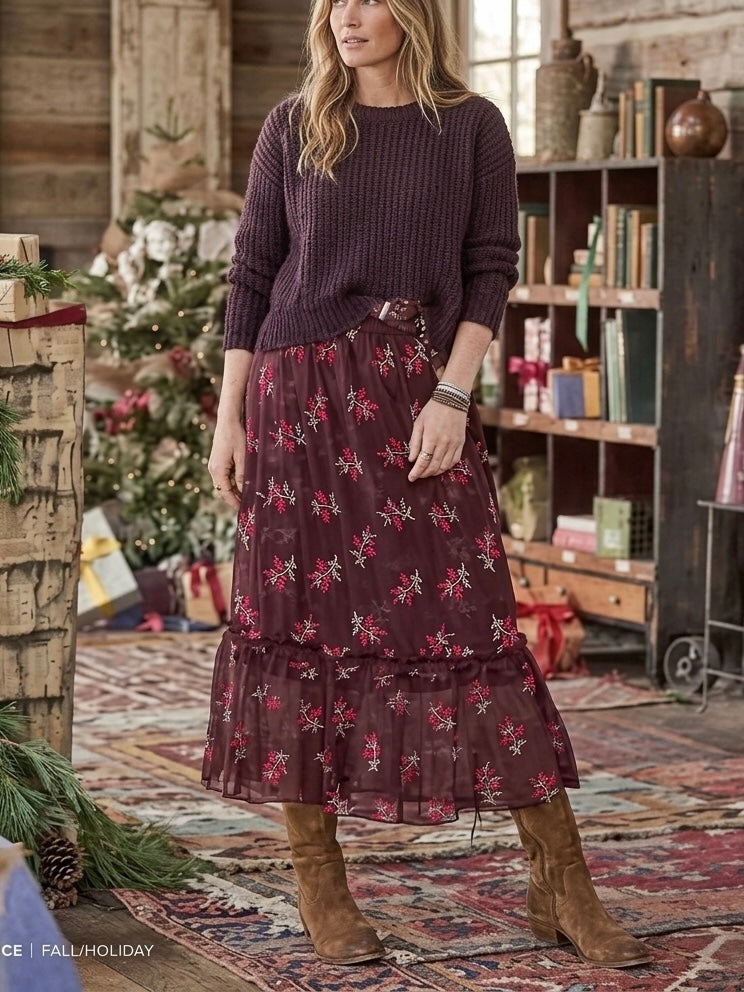 Sundance Aster Bloom Prairie Skirt - Small