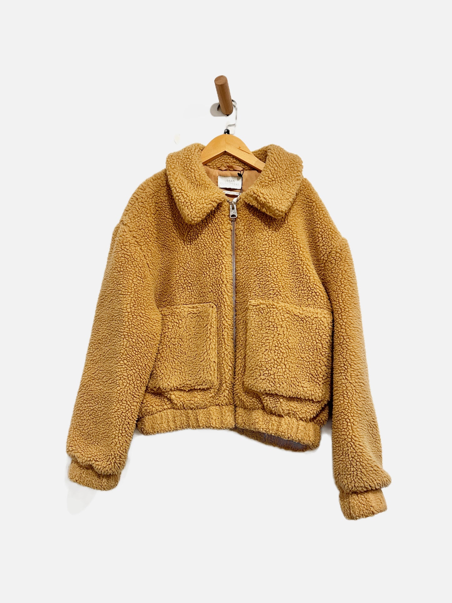 Urban Outfitters Tan Teddy Jacket - Medium