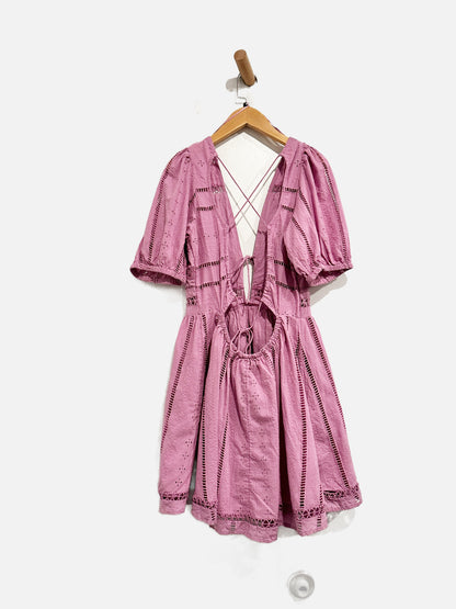 Urban Outfitters Purple Eyelet Mini Dress - Medium