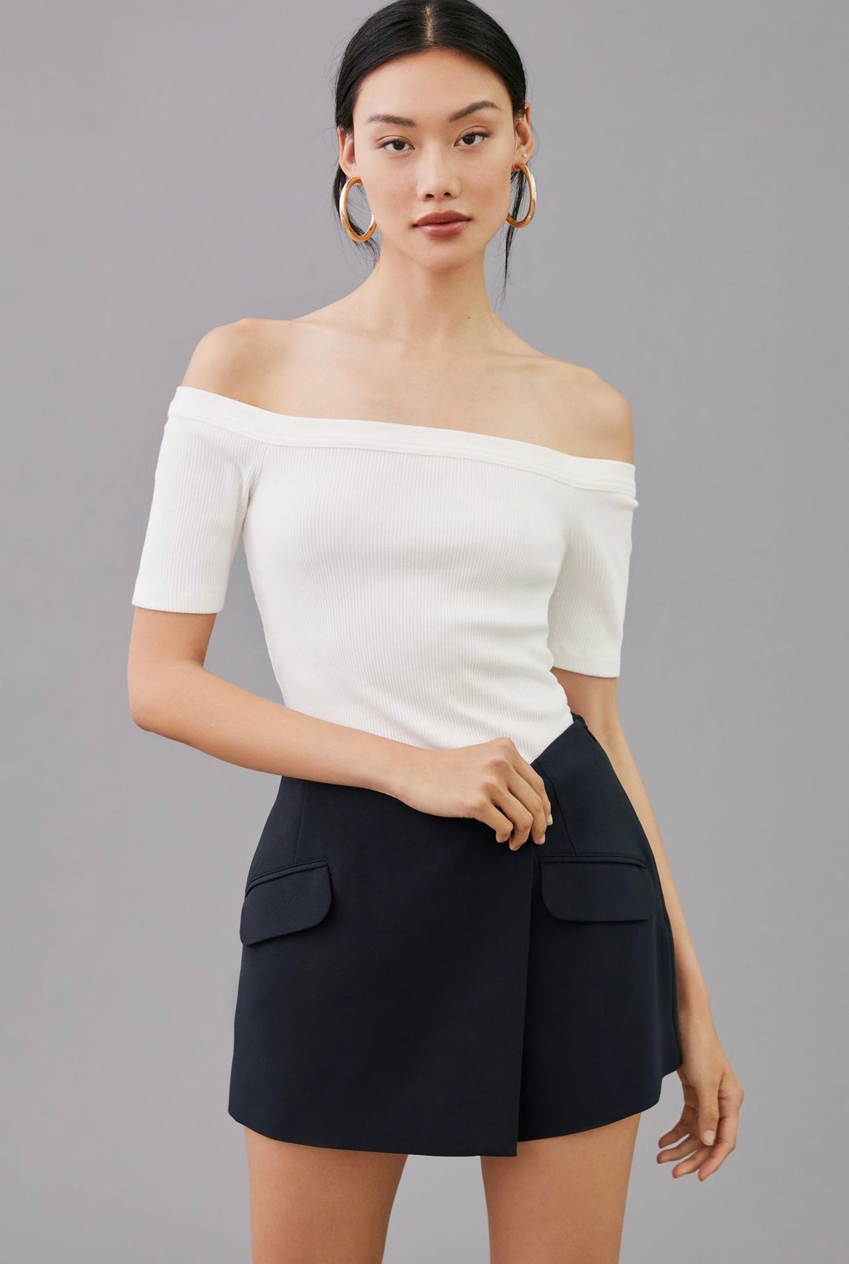 Anthropologie Maeve Black Tailored Skort - 0