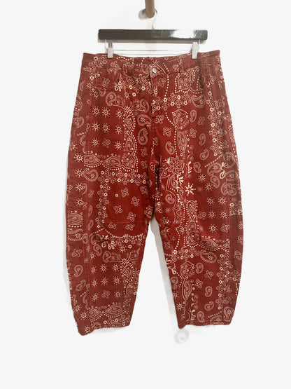 Red Bandana Print Barrel Pants - XXL