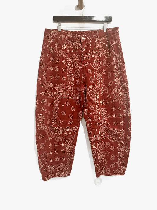 Red Bandana Print Barrel Pants - XXL