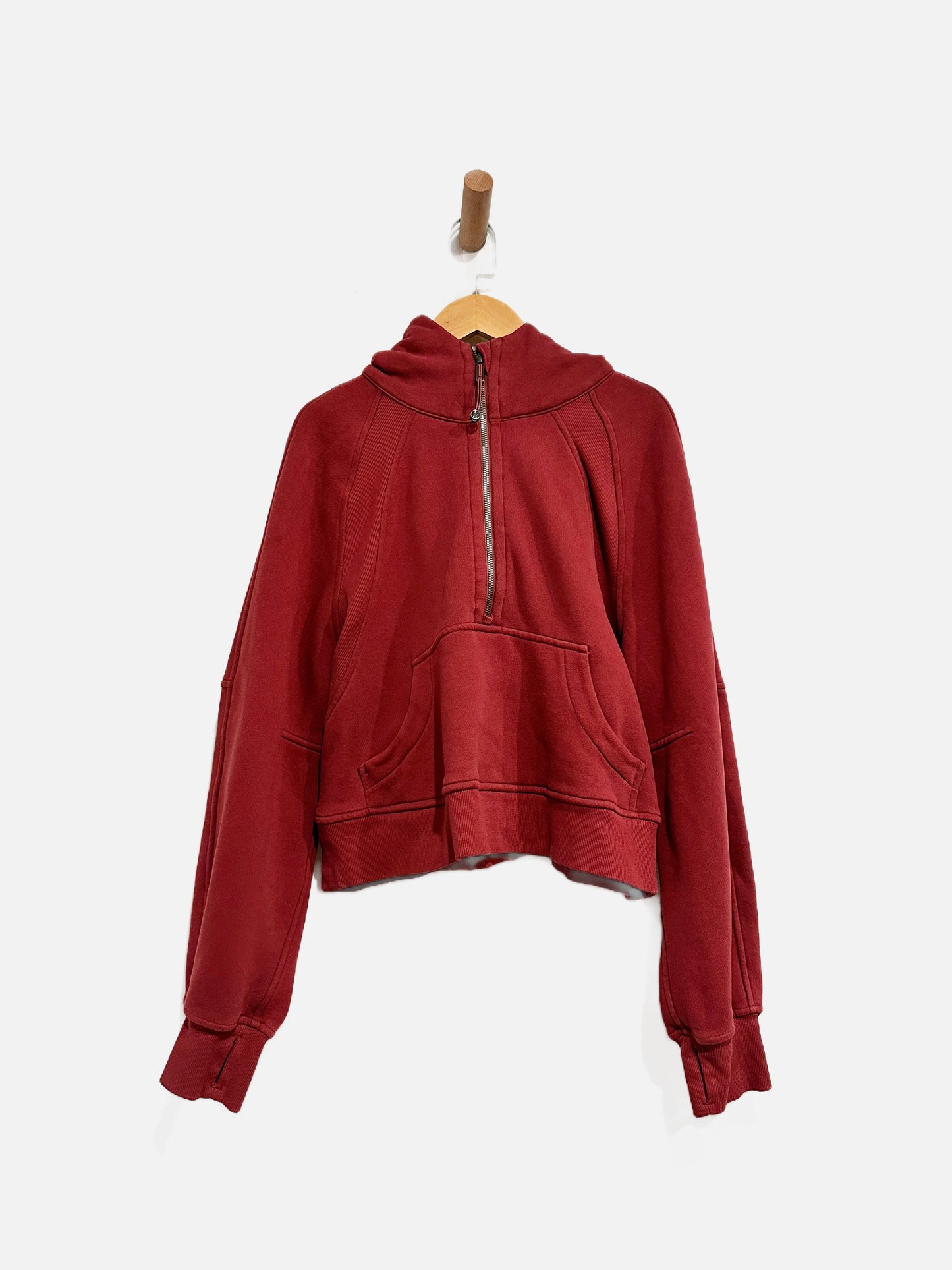 Lululemon Red Oversized Scuba Cropped Hoodie XS/S