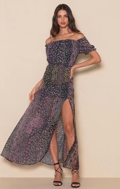 Lulus Navy Floral OTS Dress - XL