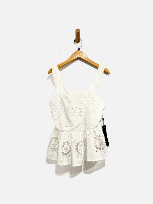Emerson Lang White Eyelet Tank Top - Medium