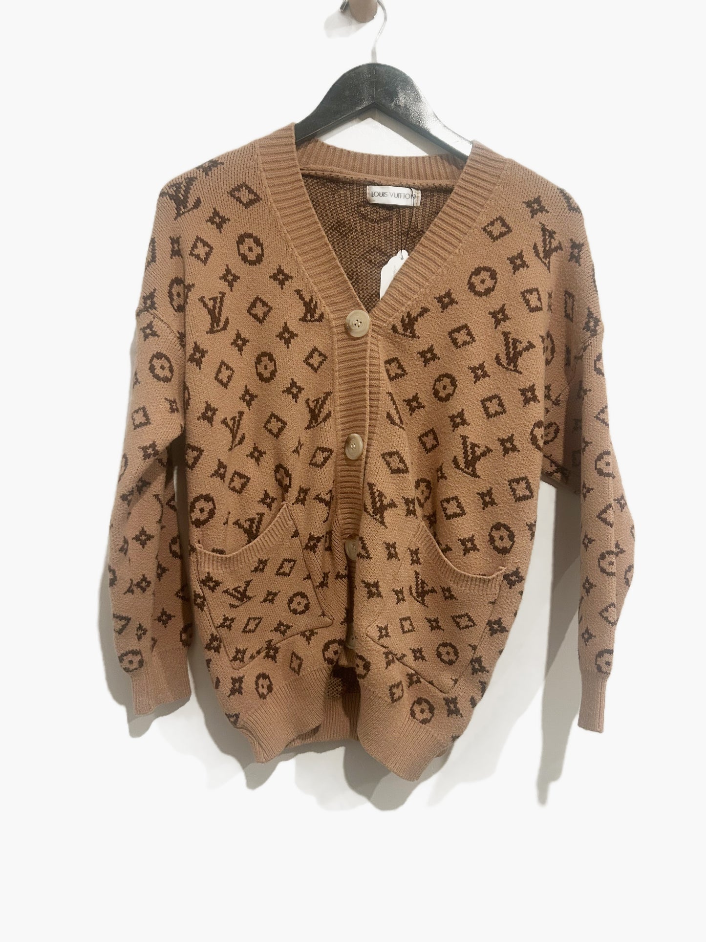Louis Vuitton Dupe Brown Cardigan
